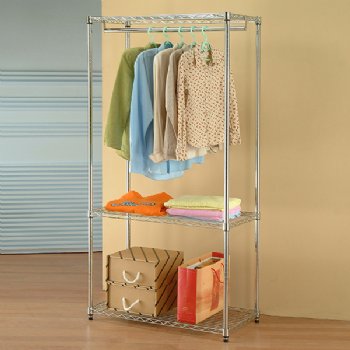Wire Shelving with Hanging Rod
